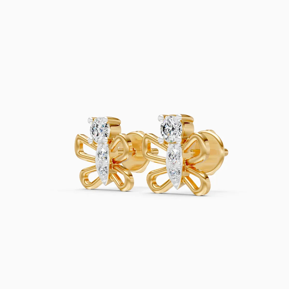 Round Butterfly Stud Earrings