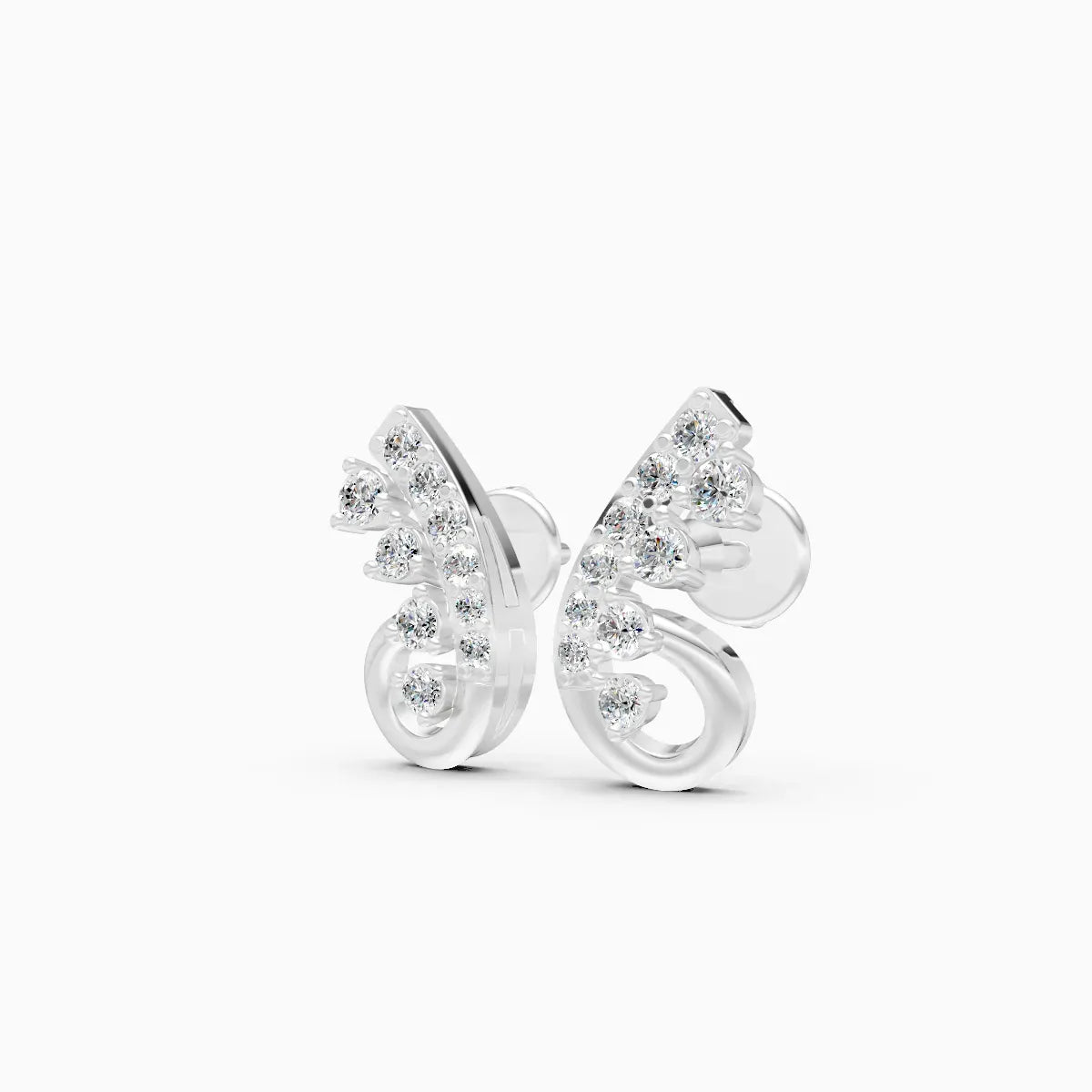 Dual-Tone Butterfly Wing Cascade Diamond Stud Earrings