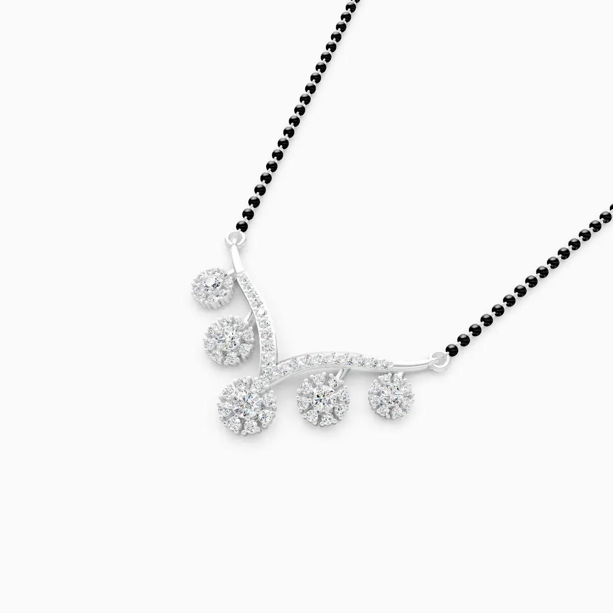 Modern V-Shaped Floral Diamond Mangalsutra
