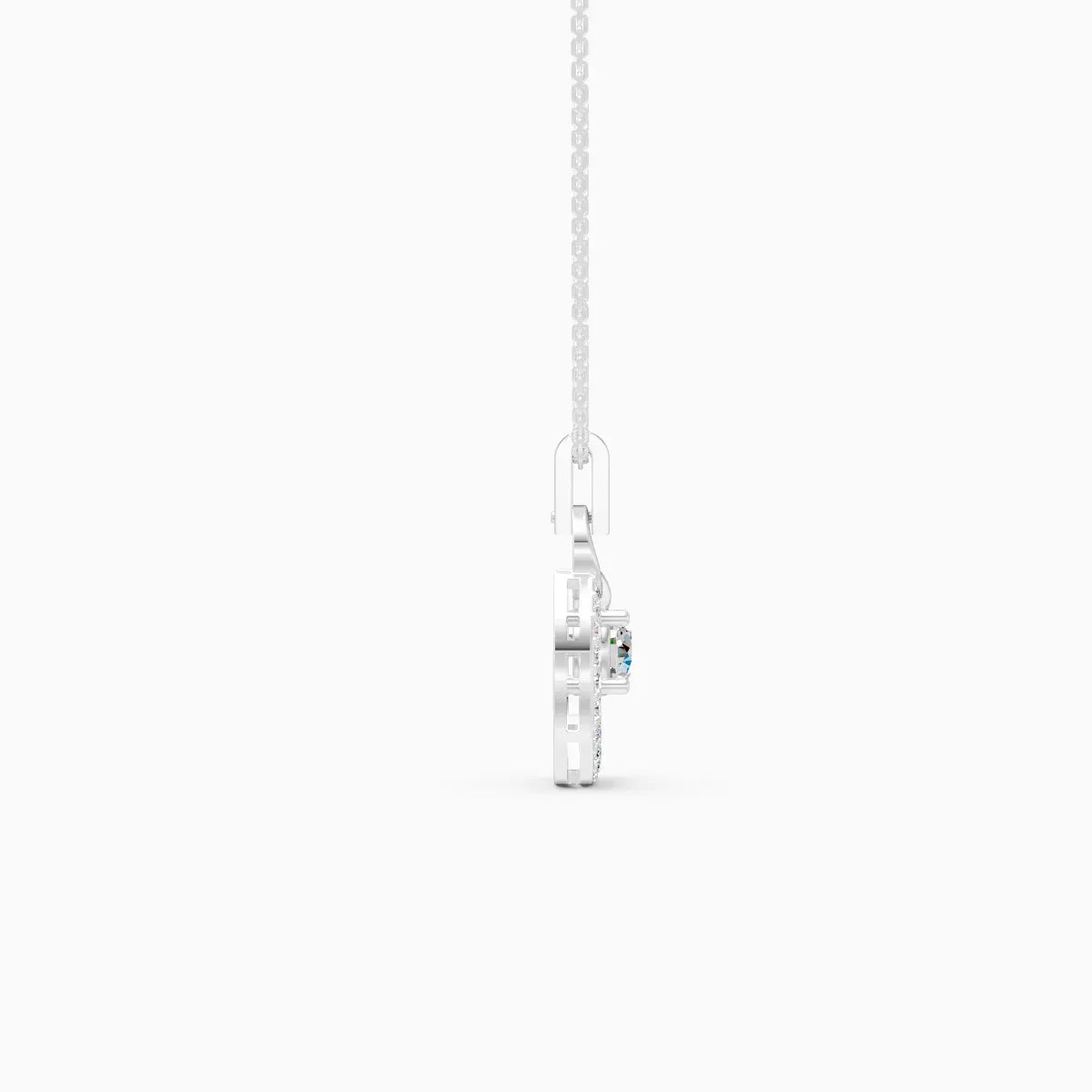 14K Gold Oval Shape Round Halo Lab Diamond Pendant