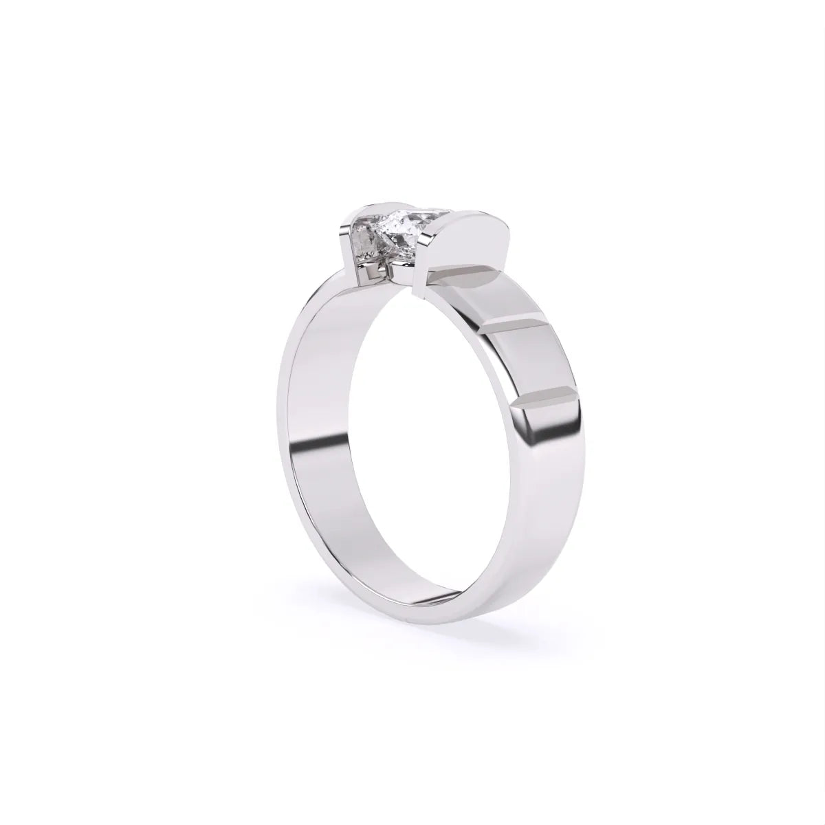 Stylist Single Stone With Polished Line Men’s Ring