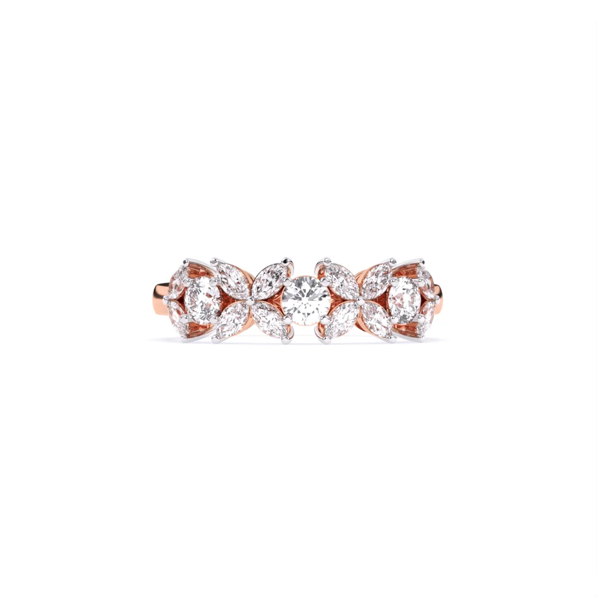 Marquise & Round Floral Lab Grown Diamond Ring
