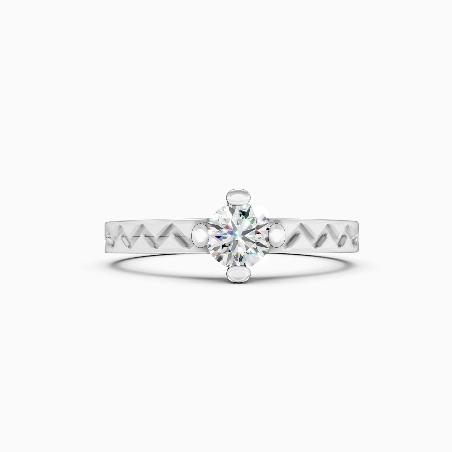 Geometric Band Solitaire Lab Grown Diamond Ring