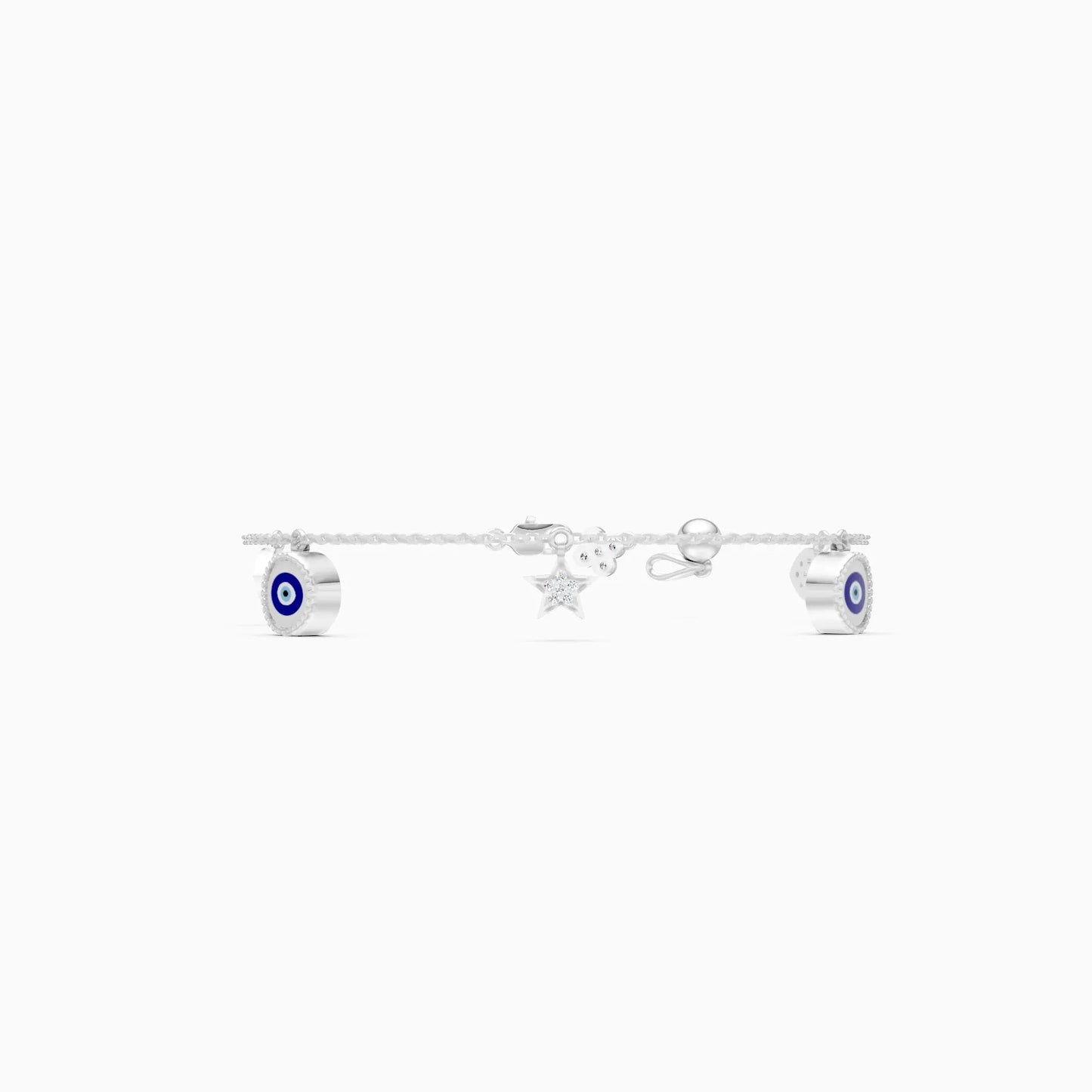 Evil Eye & Heart Charm Lab Grown Diamond Bracelet