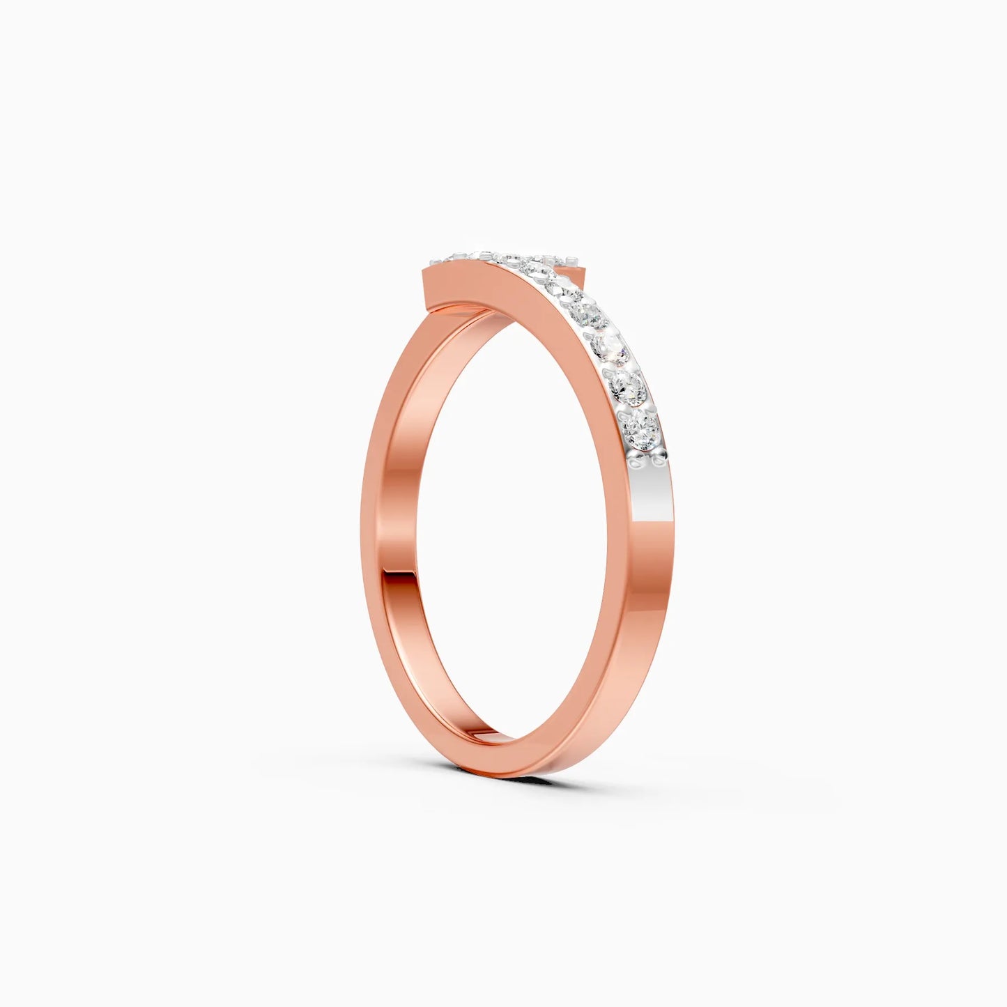 Double Row Diamond Band Ring in Rose Gold
