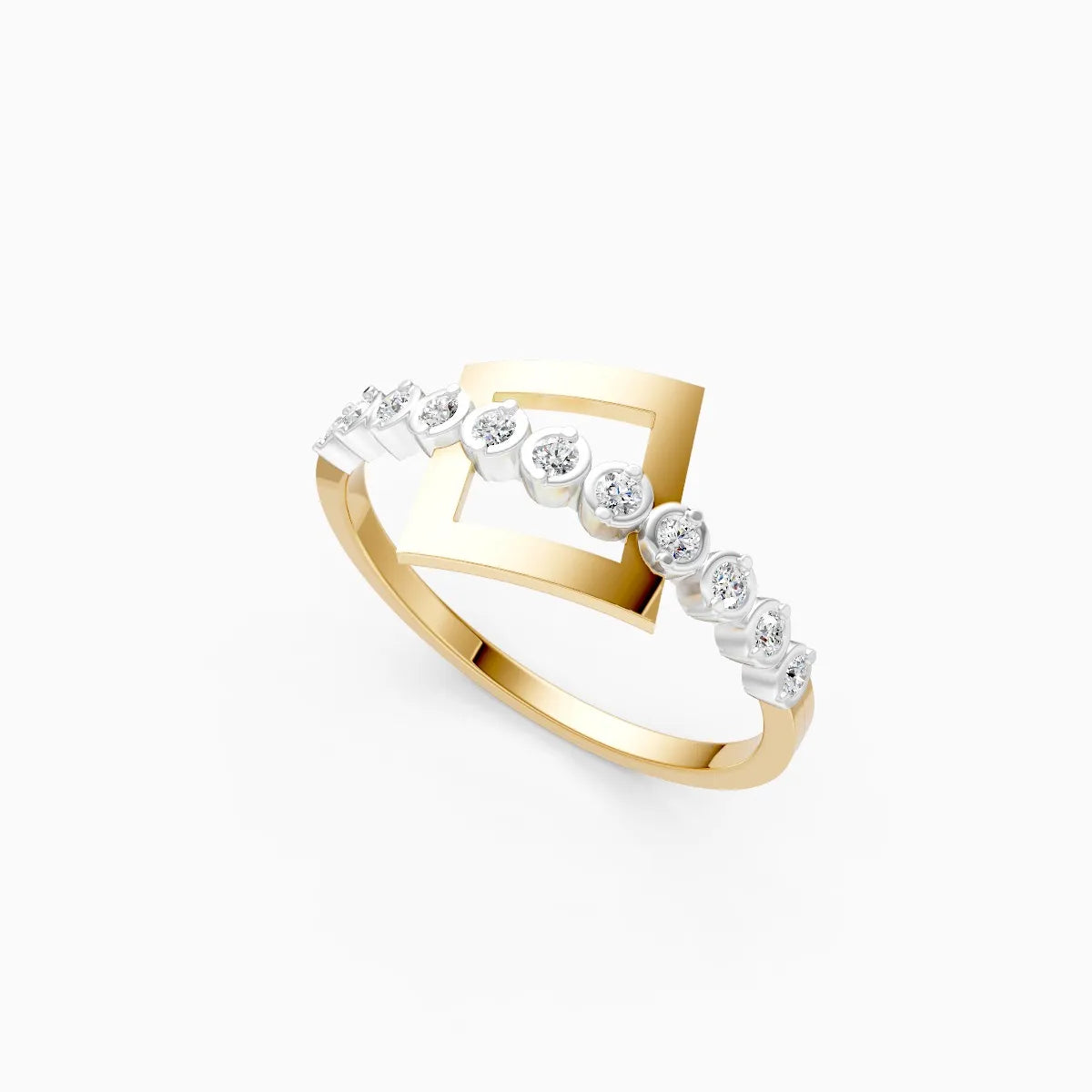Geometric Diamond Bar Ring