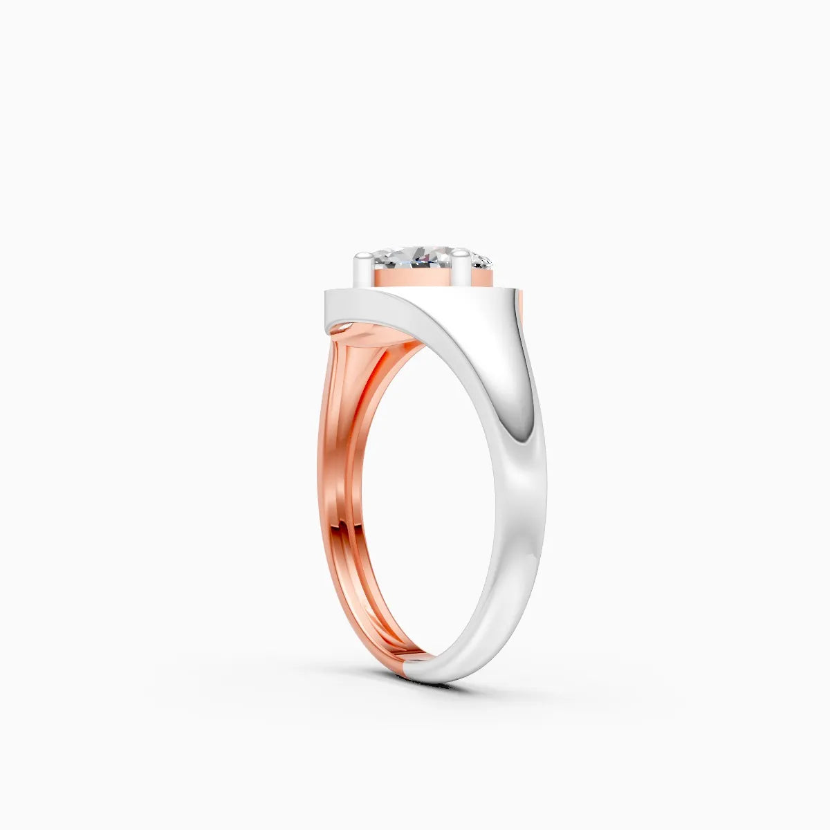 Oval Bypass Solitaire Ring