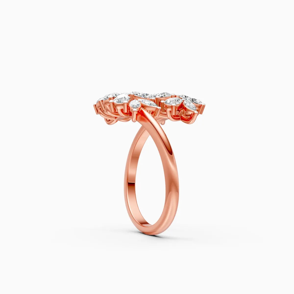 Leaf Style Diamond Cluster Ring