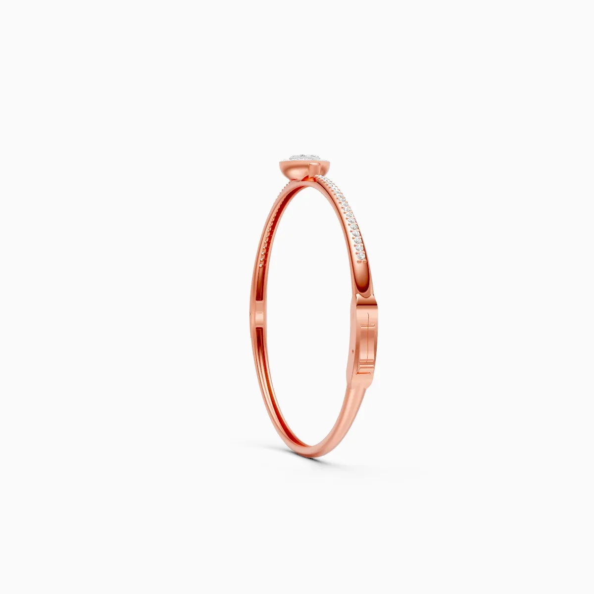Sleek Diamond Band Bracelet Featuring Central Solitaire