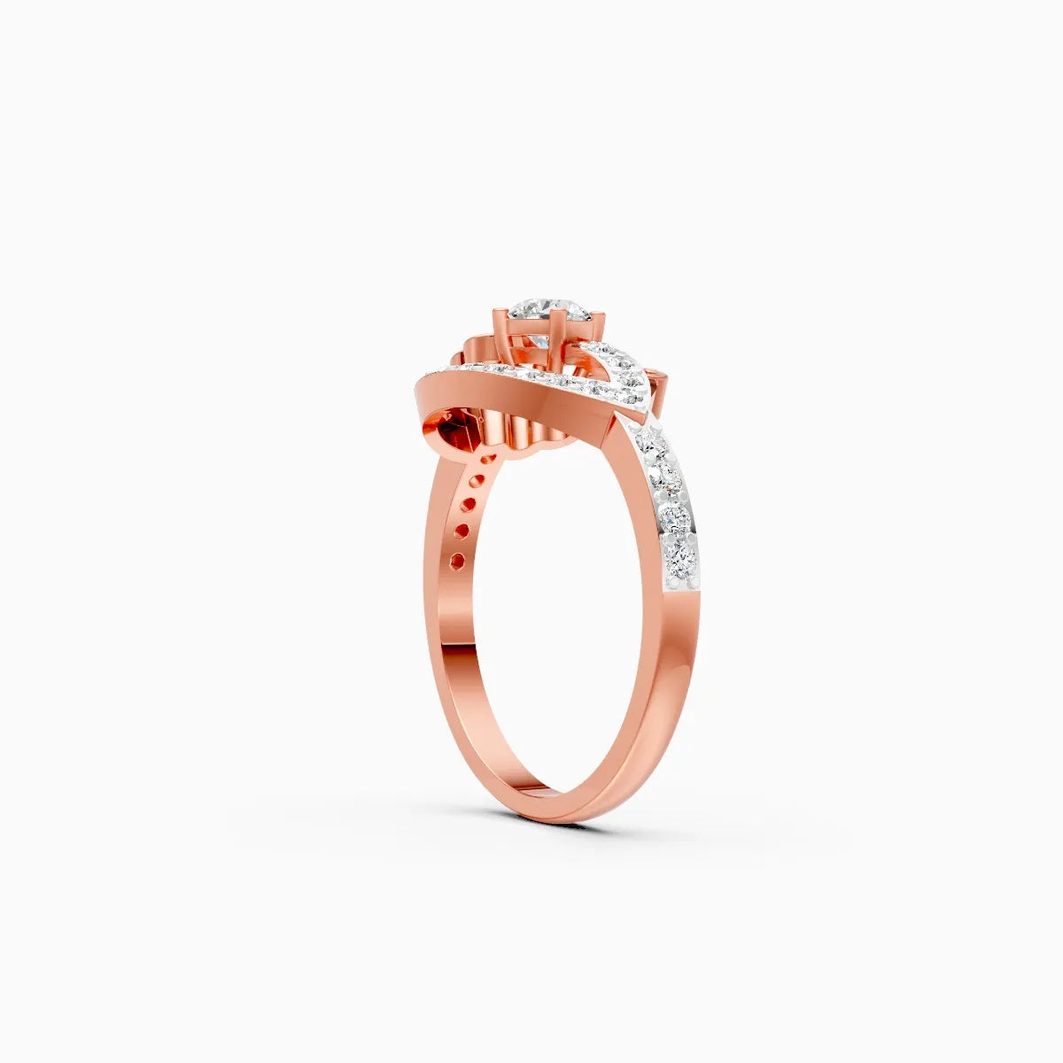 Dual Tone Swirl Lab Grown Diamond Ring