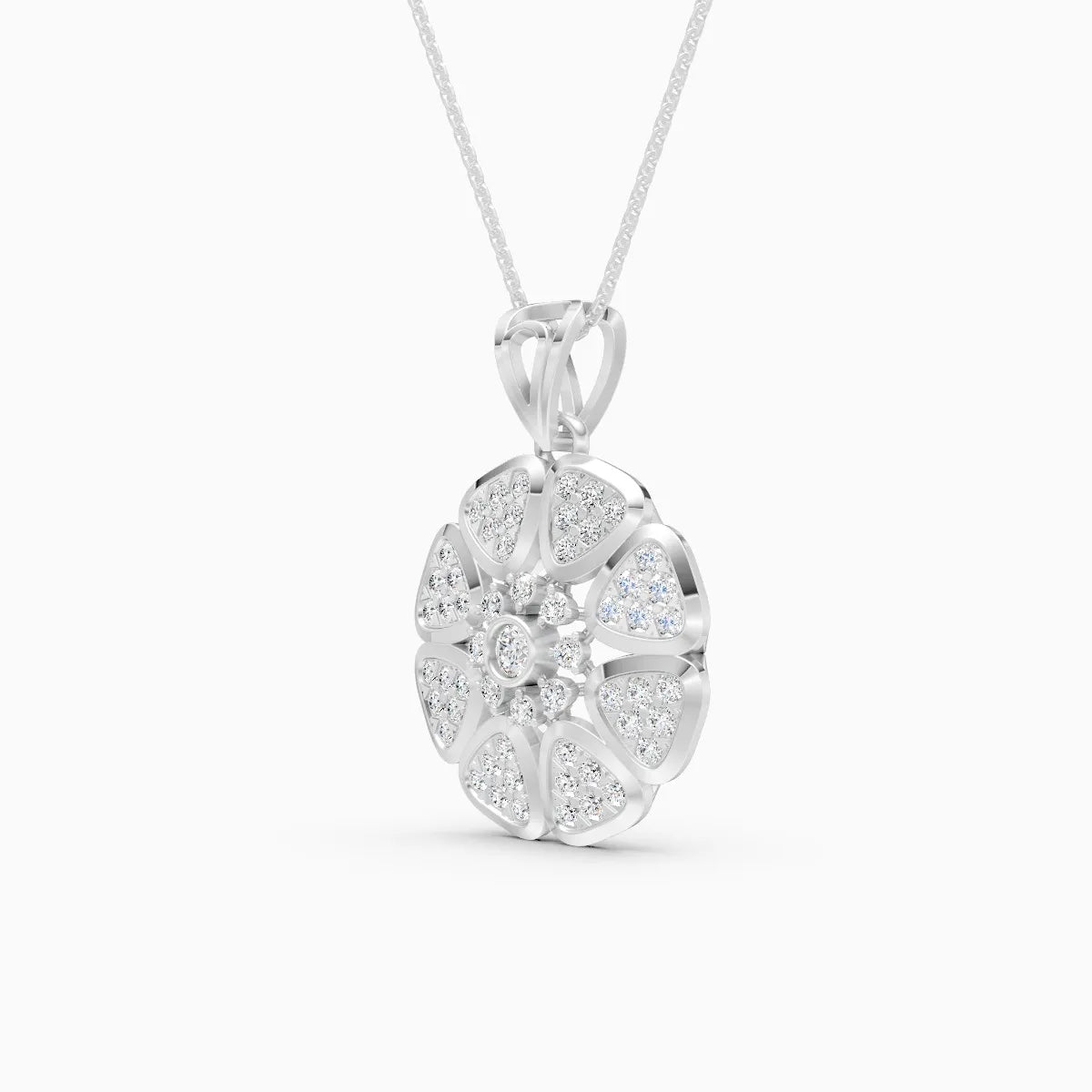 Round Floral Lab Grown Diamond Pendant