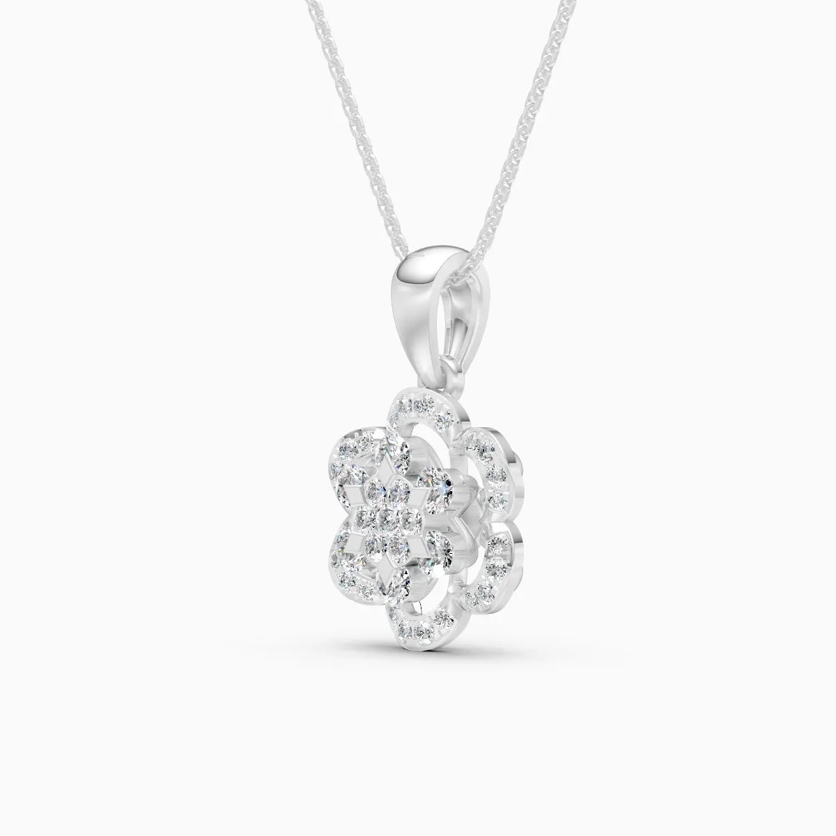 Flower Style Lab Grown Diamond Pendant
