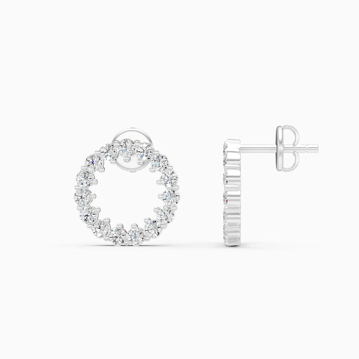 Circle Halo Lab Grown Diamond Earrings