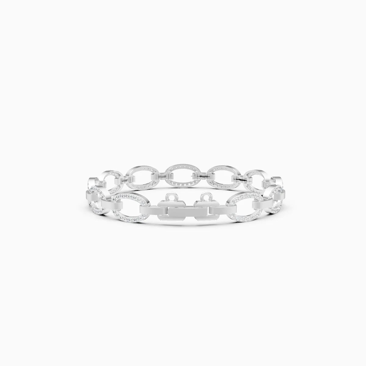 Oval Link Chain Diamond Bracelet