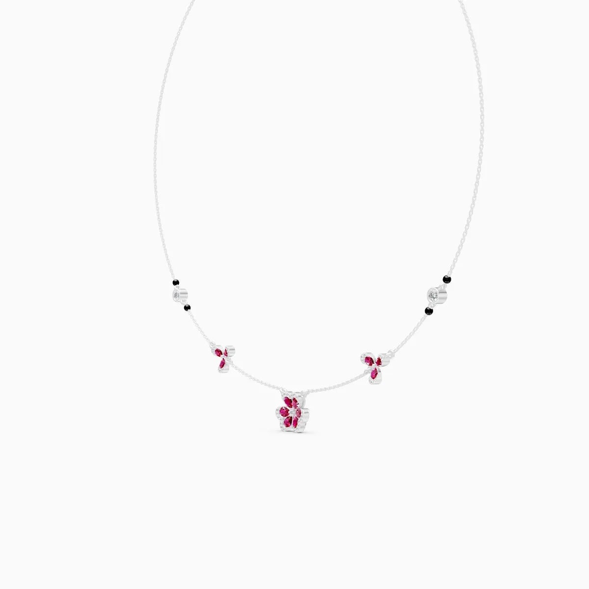 Pink Emerald & Lab Diamond Gold Necklace
