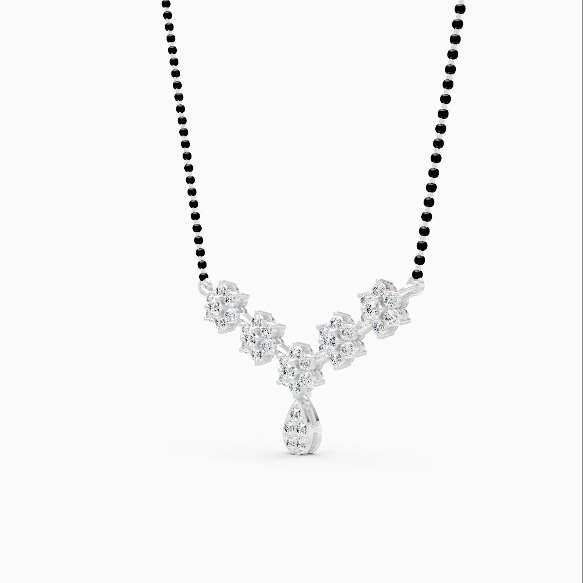 Dangling Flower Style Lab Diamond Mangalsutra