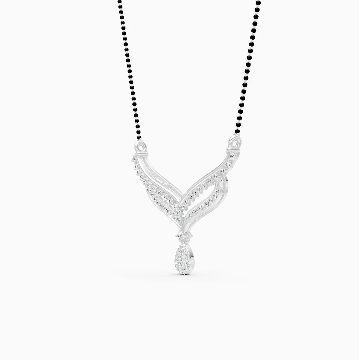 Double Chevron Diamond Mangalsutra with Pear Cluster Drop