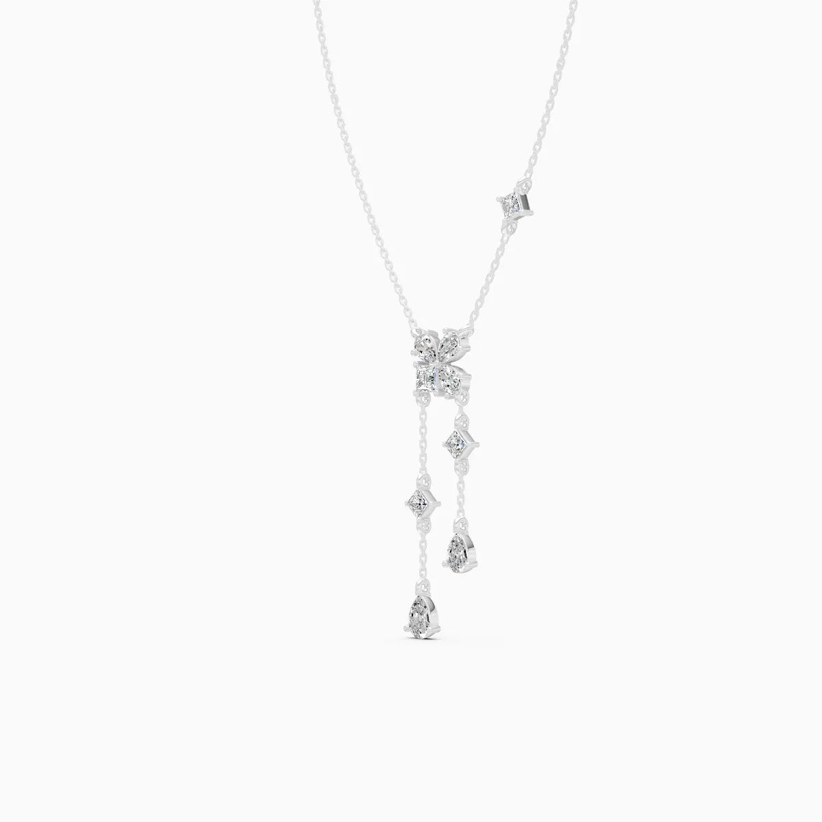 Layered Pear Drops with Princess-Cut Centerpiece Necklace