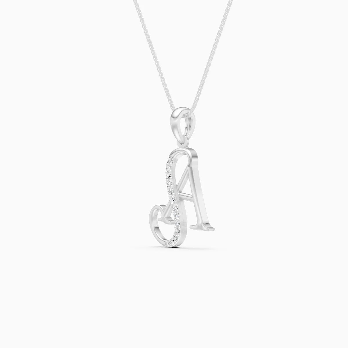 Diamond-Streaked A Alphabet Drop Pendant