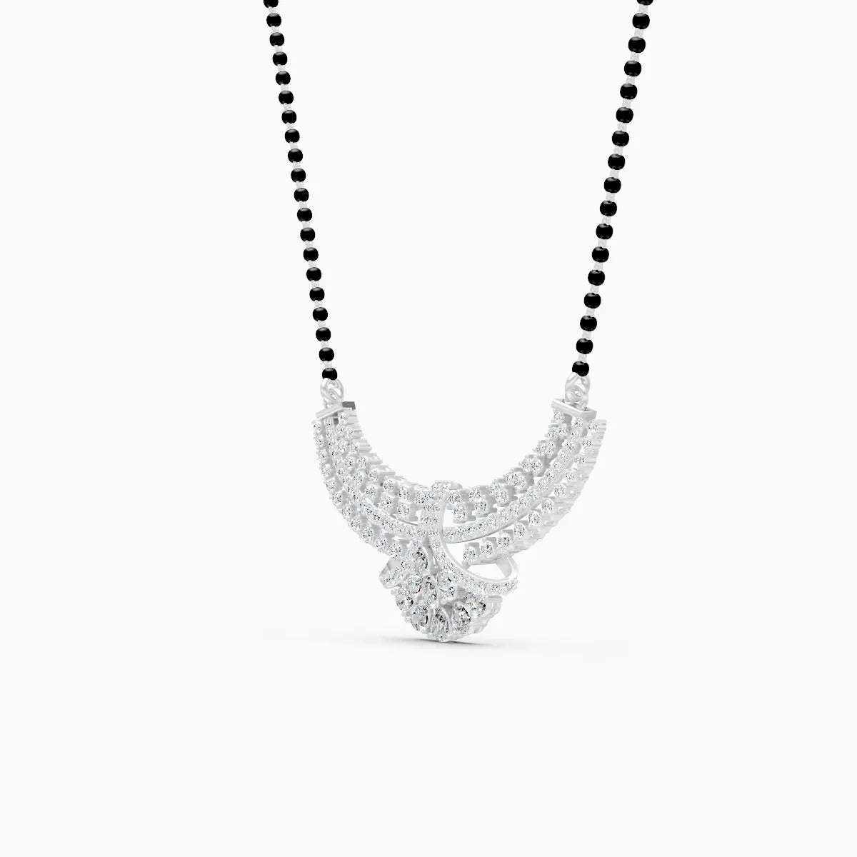 Multi-Tier Round & Pear Dual-Tone Arch Lab Diamond Mangalsutra