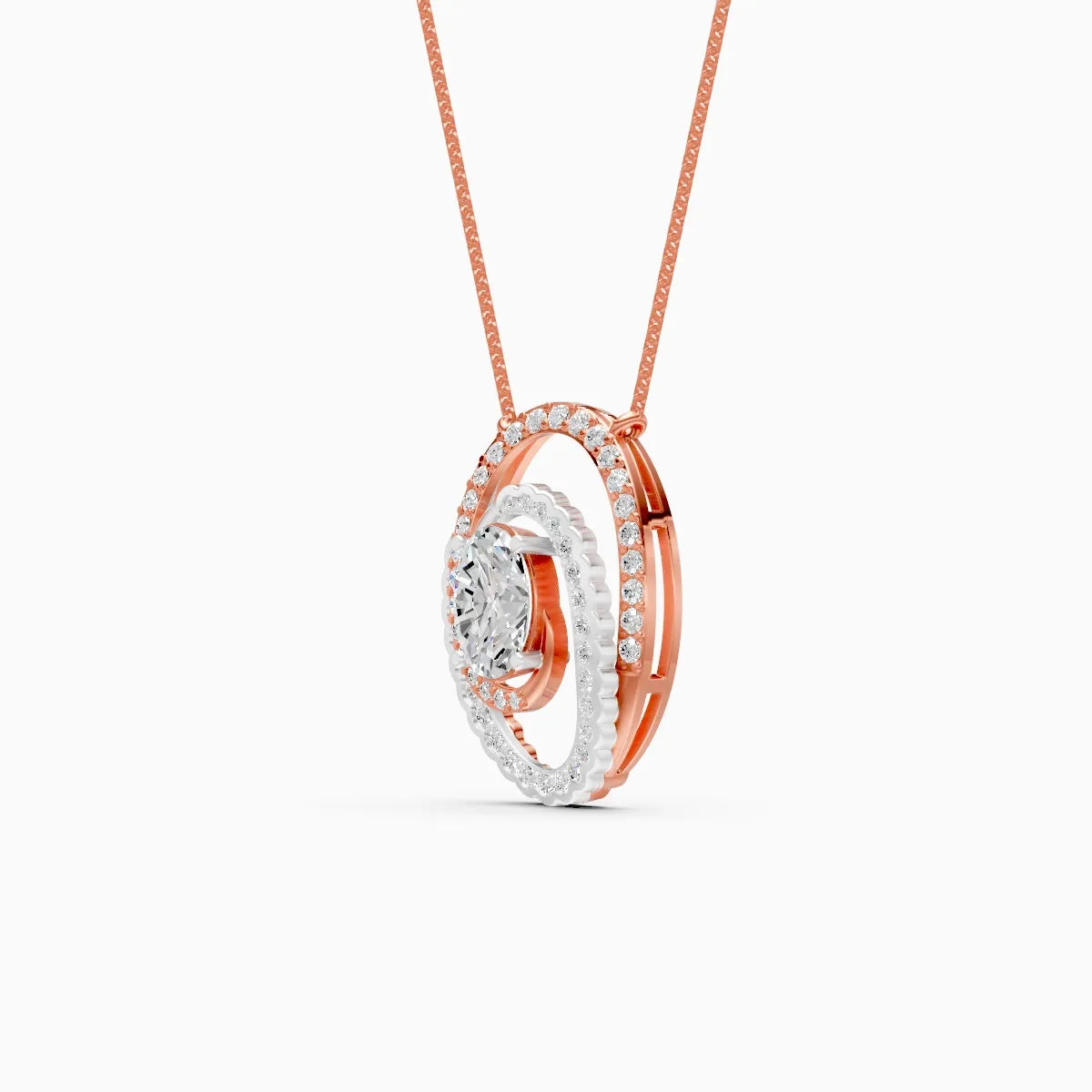 Oval Swirl Halo Pendant