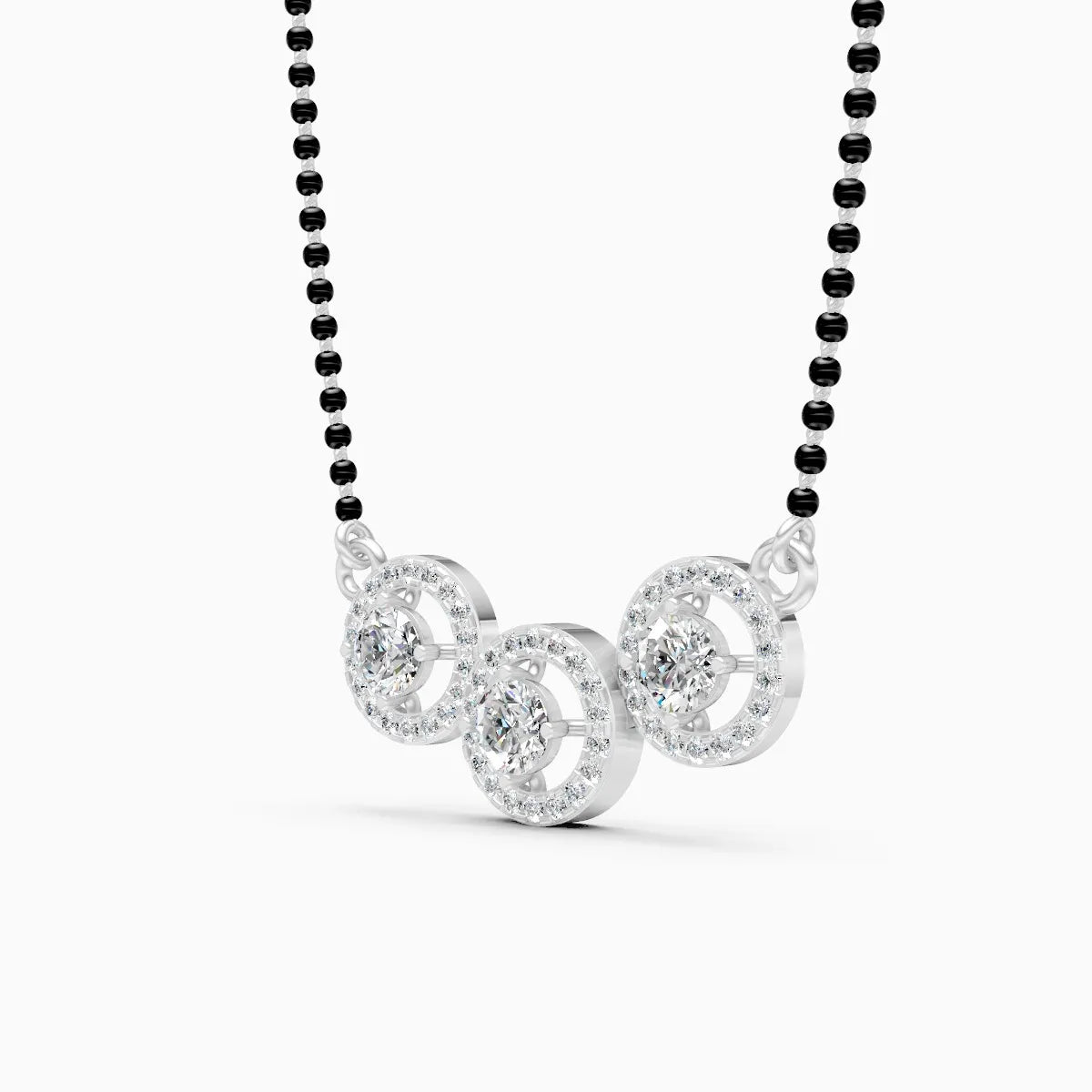 Stylish Circle Triple Halo Diamond Mangalsutra