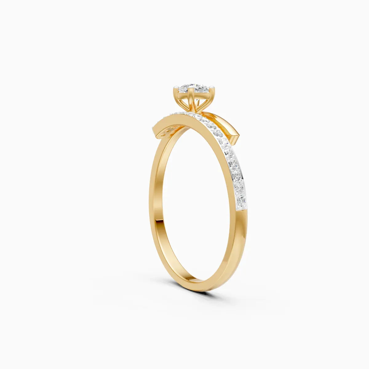 Sweeping Curve Solitaire Ring