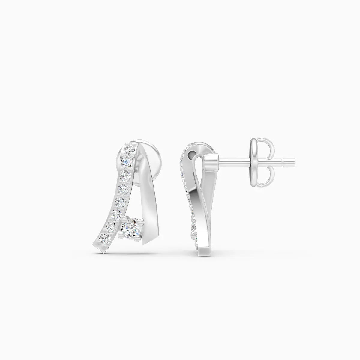 Curved Diamond Stud Earrings
