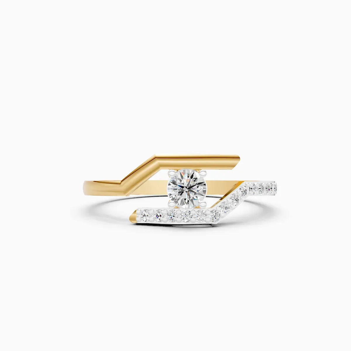 Open Curve Solitaire Ring