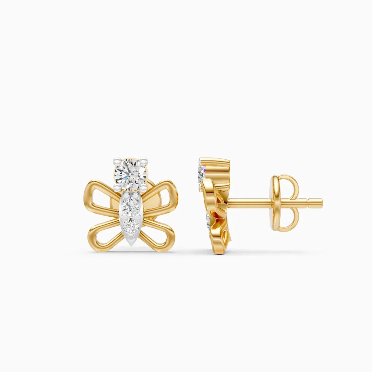 Round Butterfly Stud Earrings