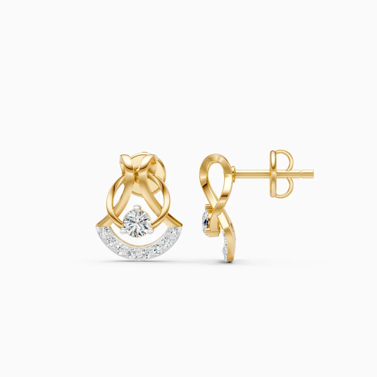 Round Knot Crescent Studs