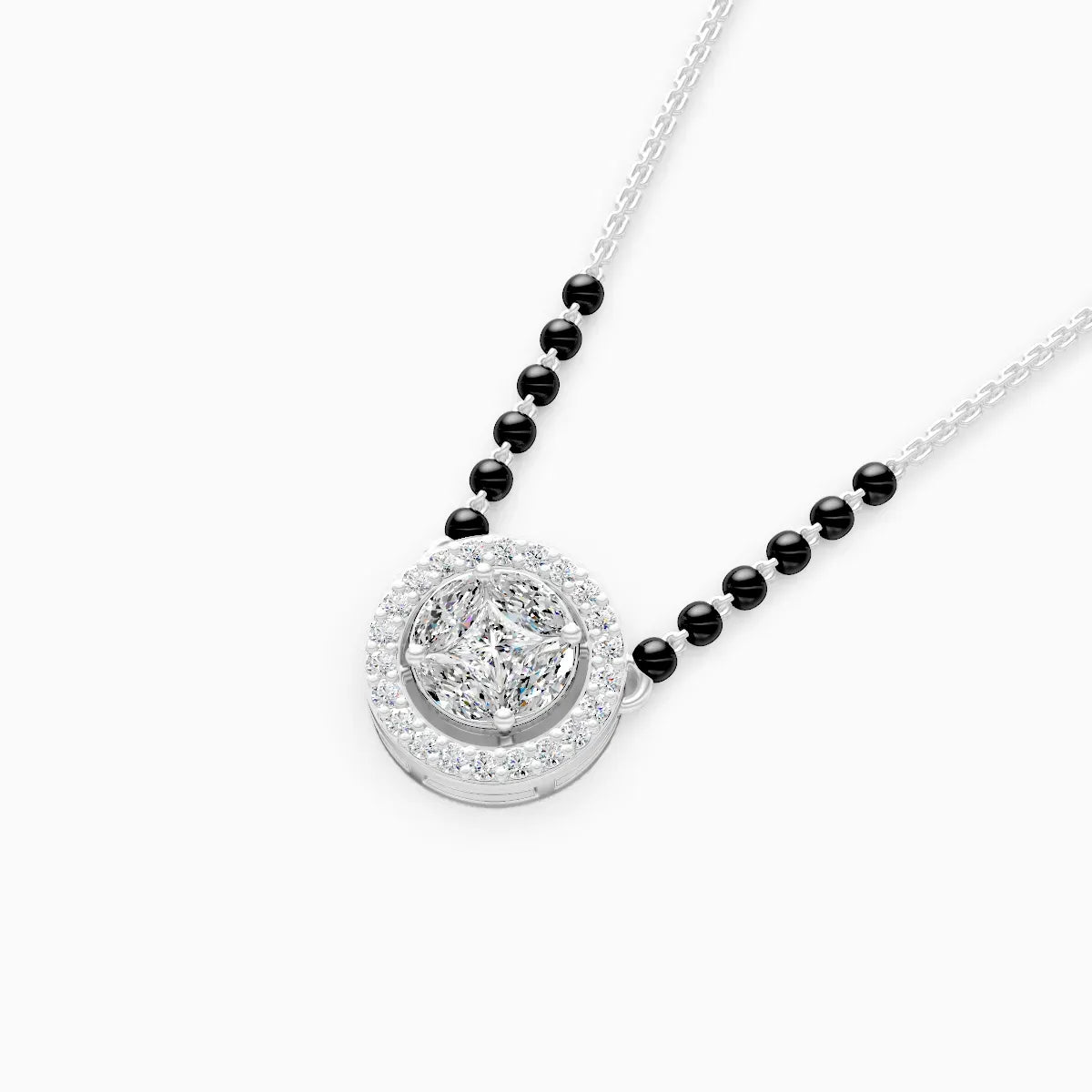 Round Halo Lab Diamond Mangalsutra