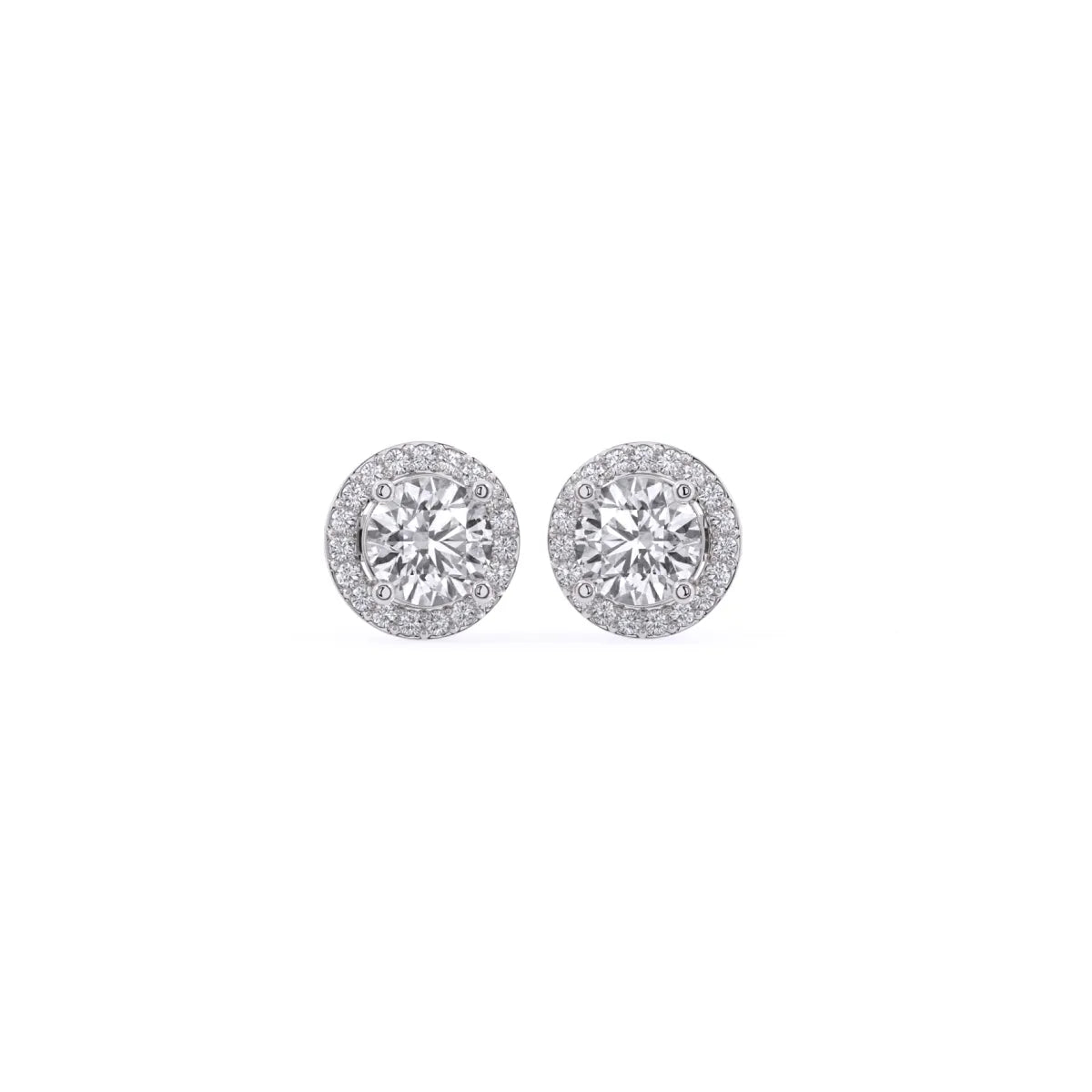 Round Halo Lab Grown Diamond Earrings