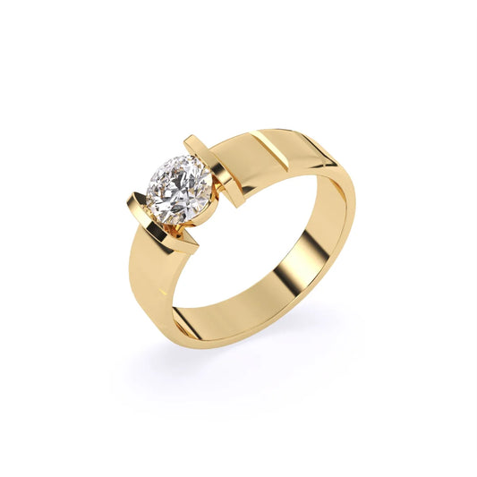 Stylist Single Stone With Polished Line Men’s Ring