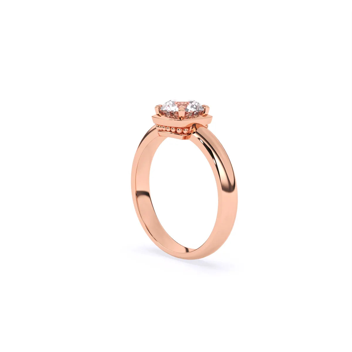 Round Half Bezel Lab Grown Diamond Solitaire Ring
