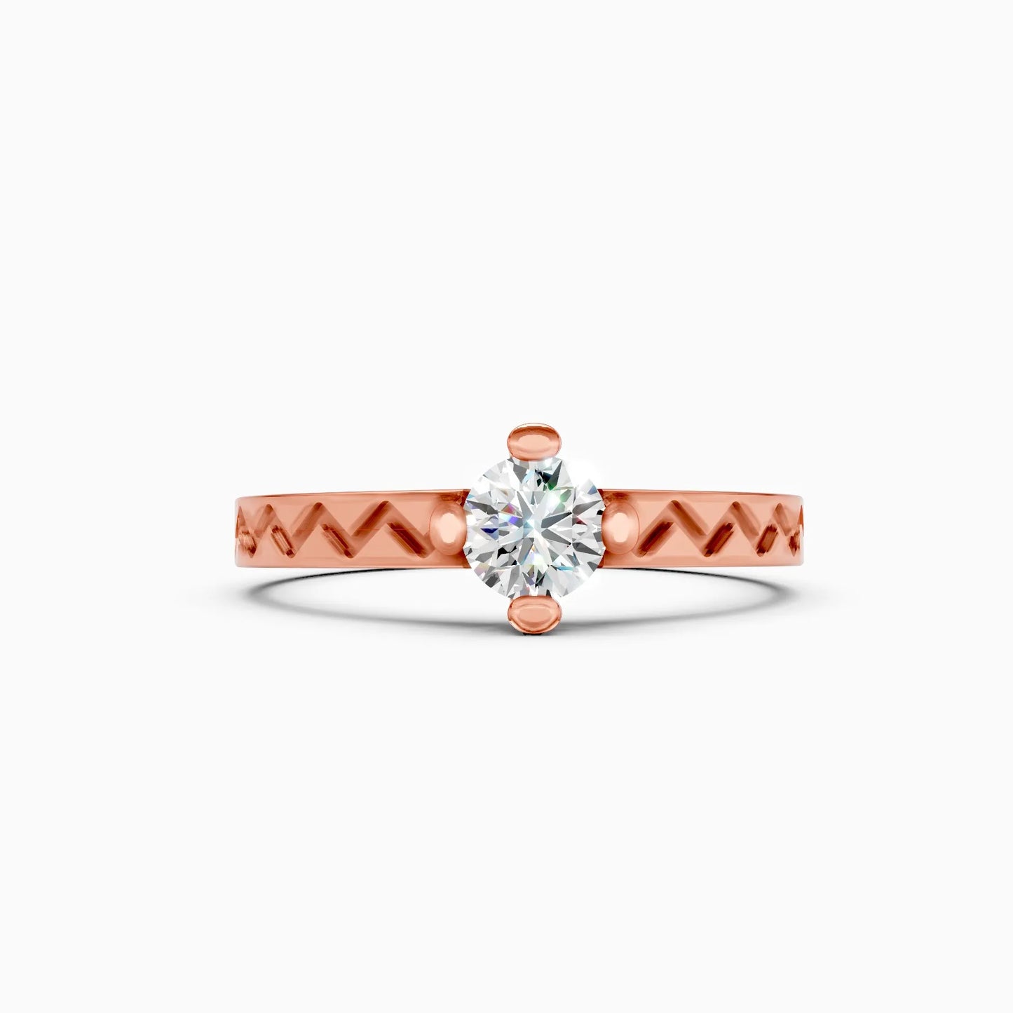 Geometric Band Solitaire Lab Grown Diamond Ring