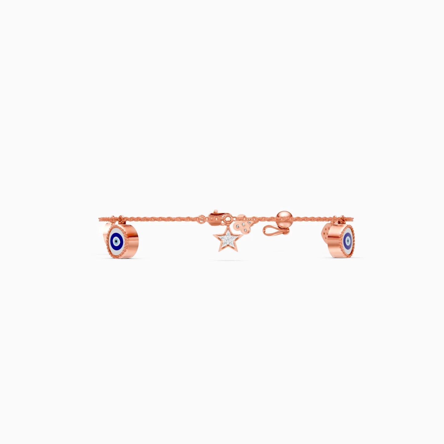 Evil Eye & Heart Charm Lab Grown Diamond Bracelet