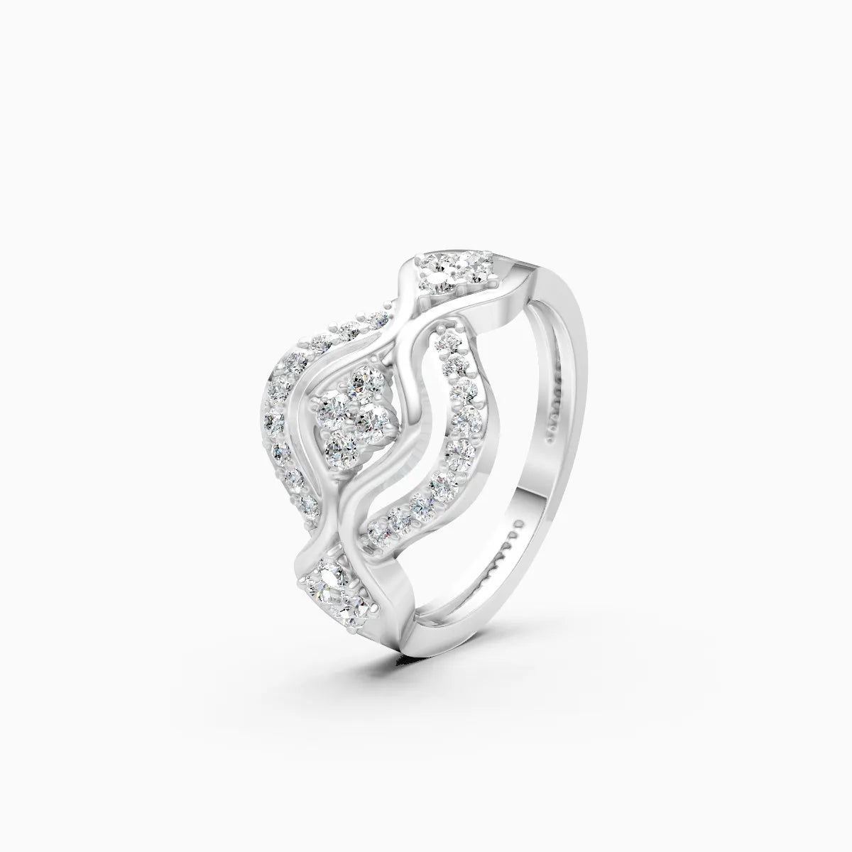 Exquisite Gold Lab Diamond Wave Design Ring