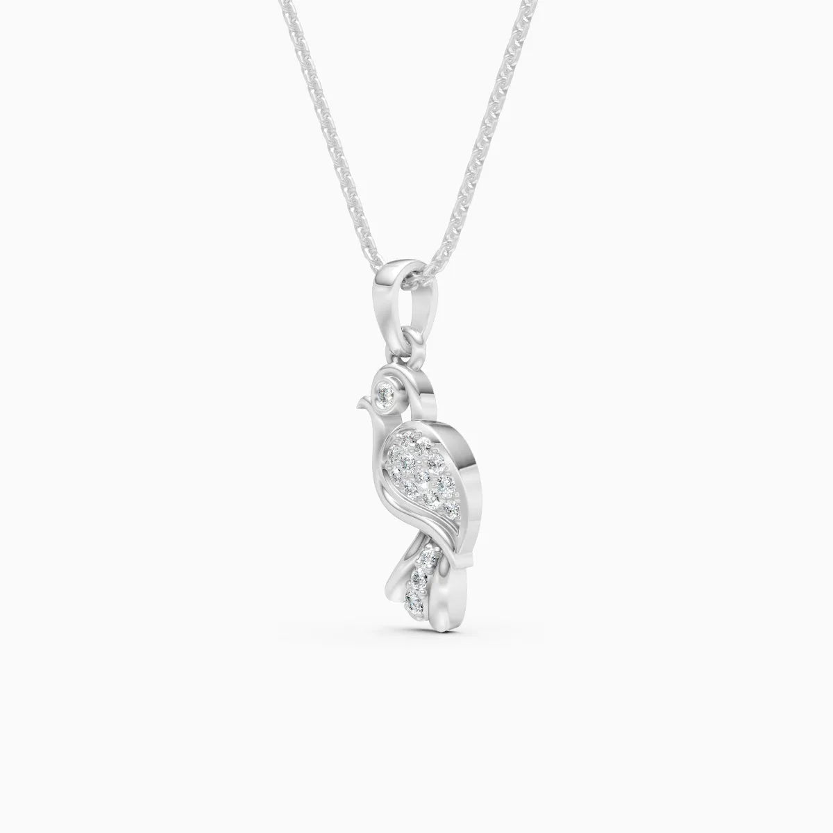 Feather-light Bird Charm Diamond Pendant