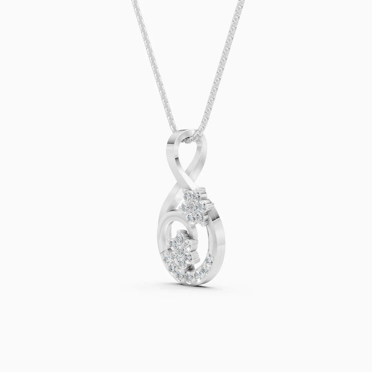 Twin Floral With Twist Loop Pendant