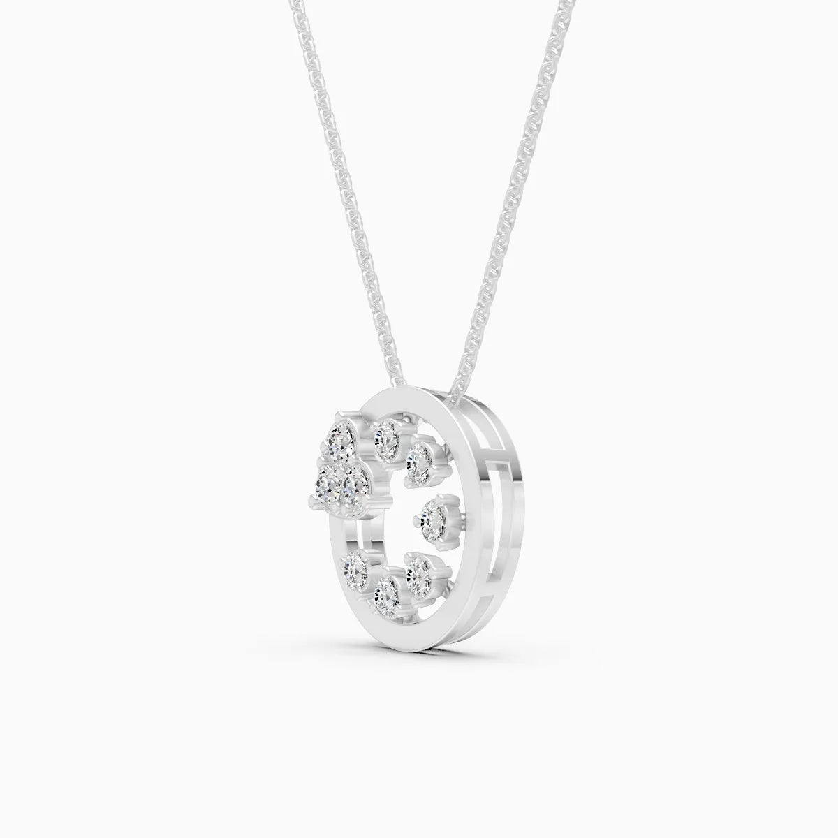 Open Circle Round Shape Diamond Pendant