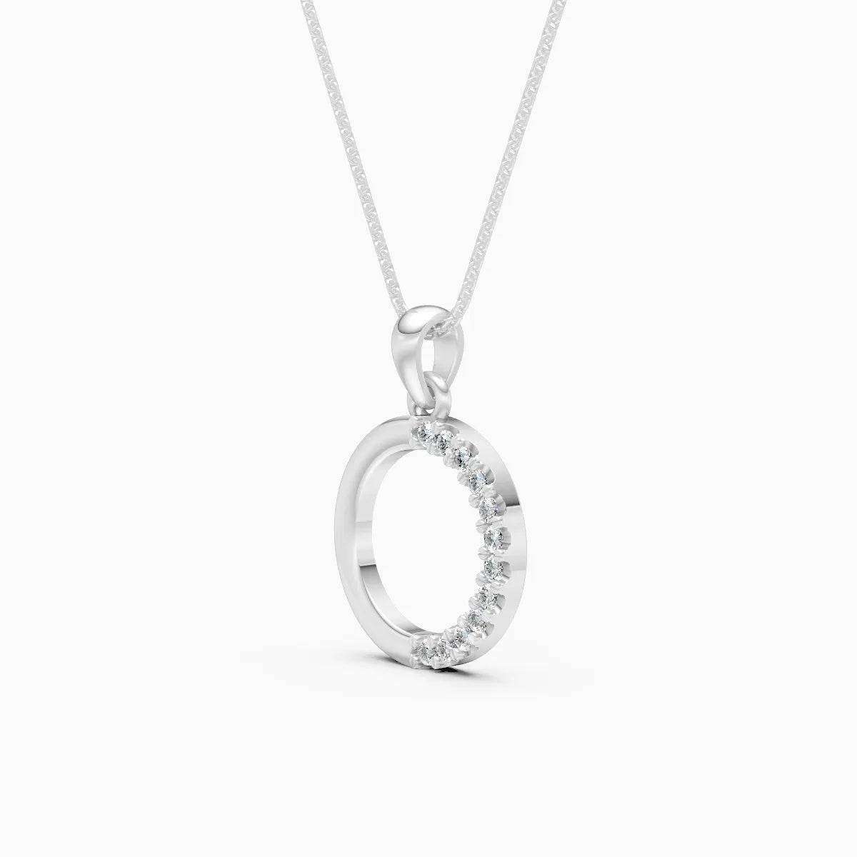 Half Halo Lab Diamond Circle Pendant