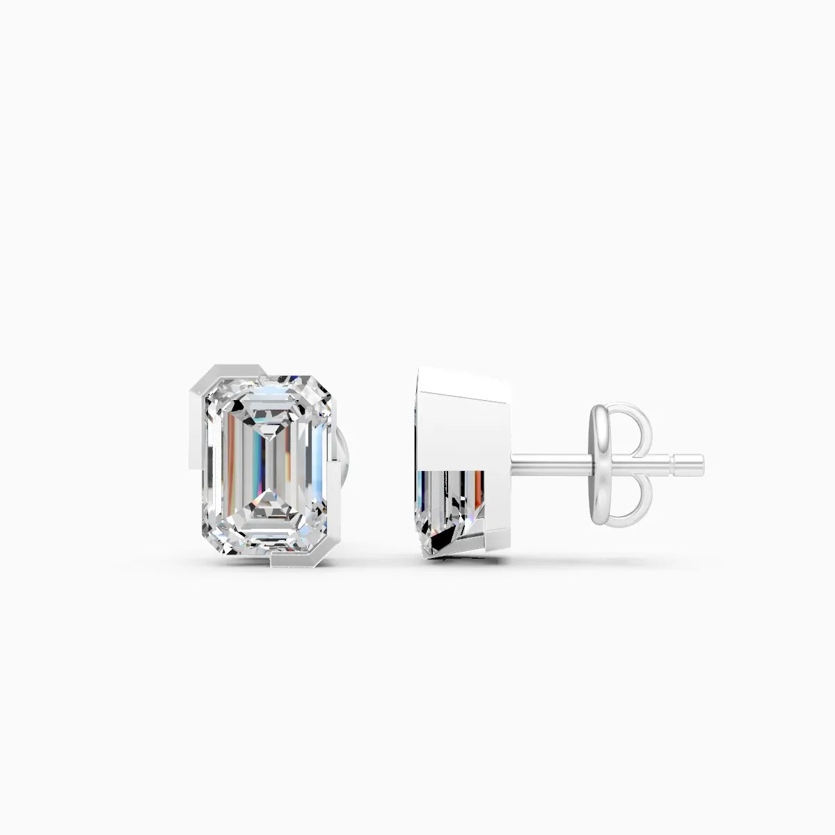 Emerald-Cut Solitaire Lab-Grown Diamond Stud Earrings