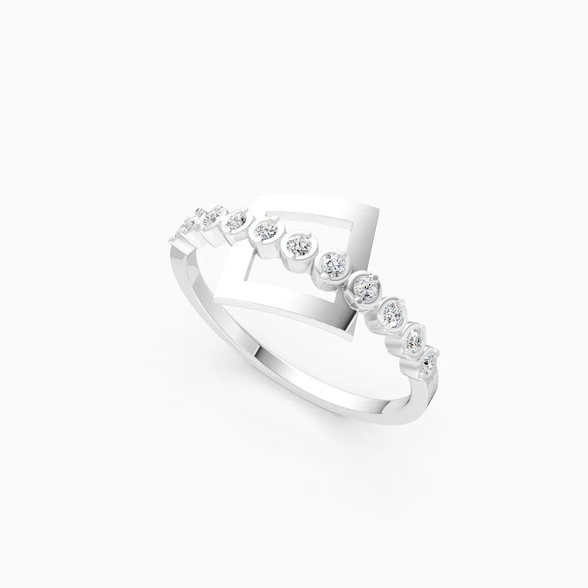 Geometric Diamond Bar Ring