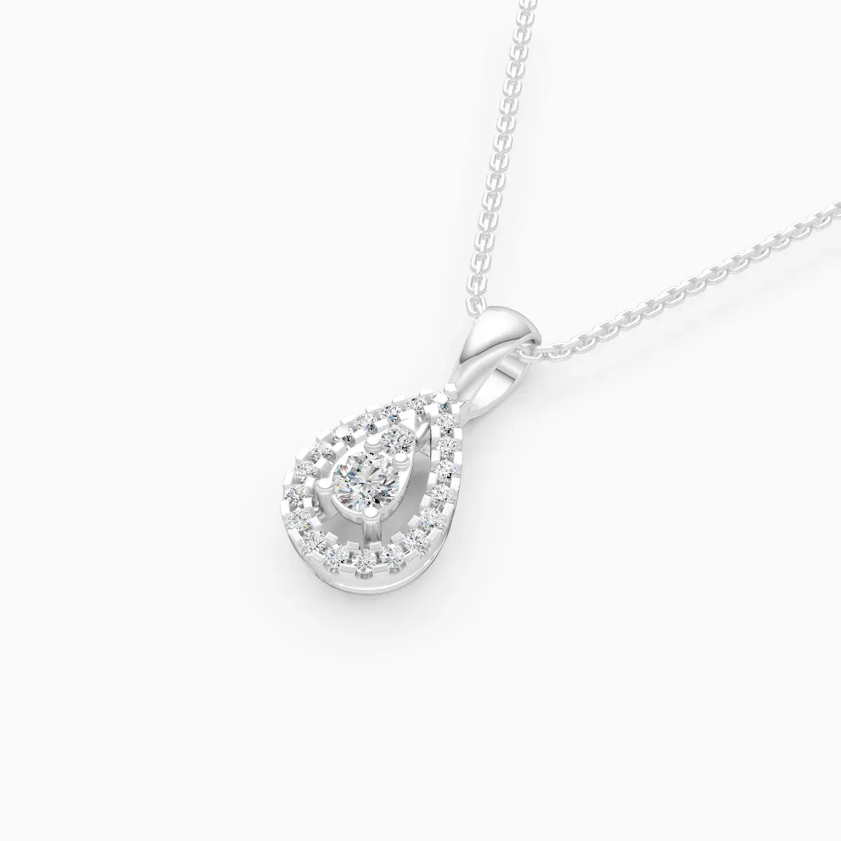 Pear Shape Halo Lab Grown Diamond Pendant