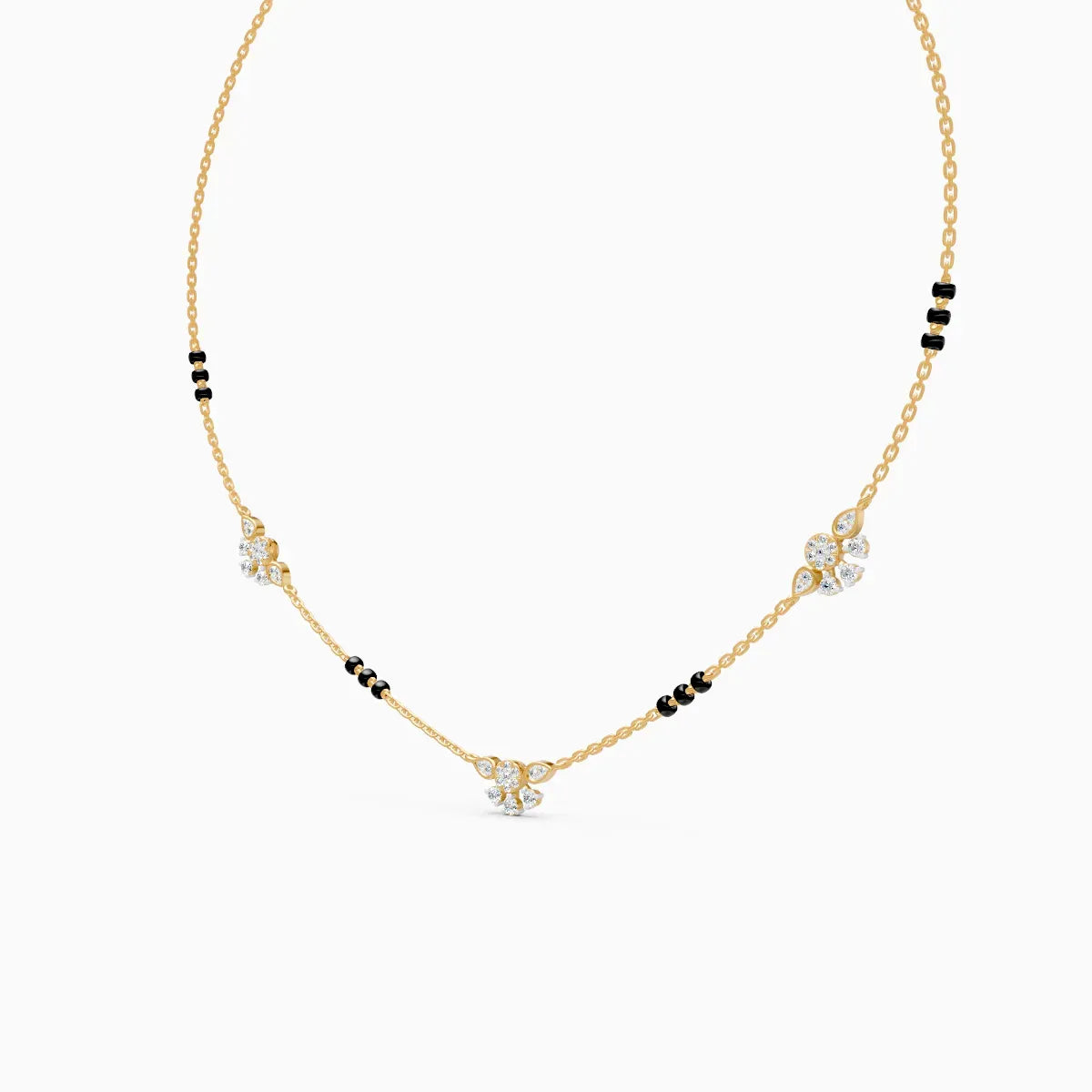 Everyday Floral Charm Small Diamond Mangalsutra