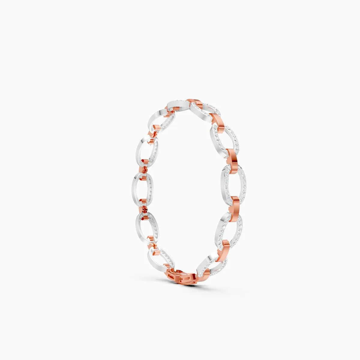 Oval Link Chain Diamond Bracelet