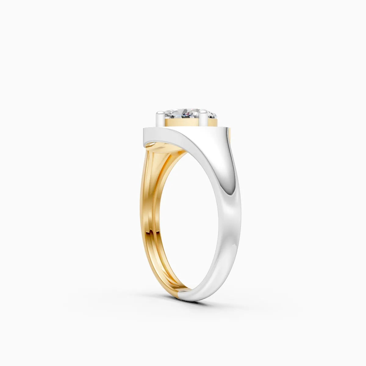 Oval Bypass Solitaire Ring