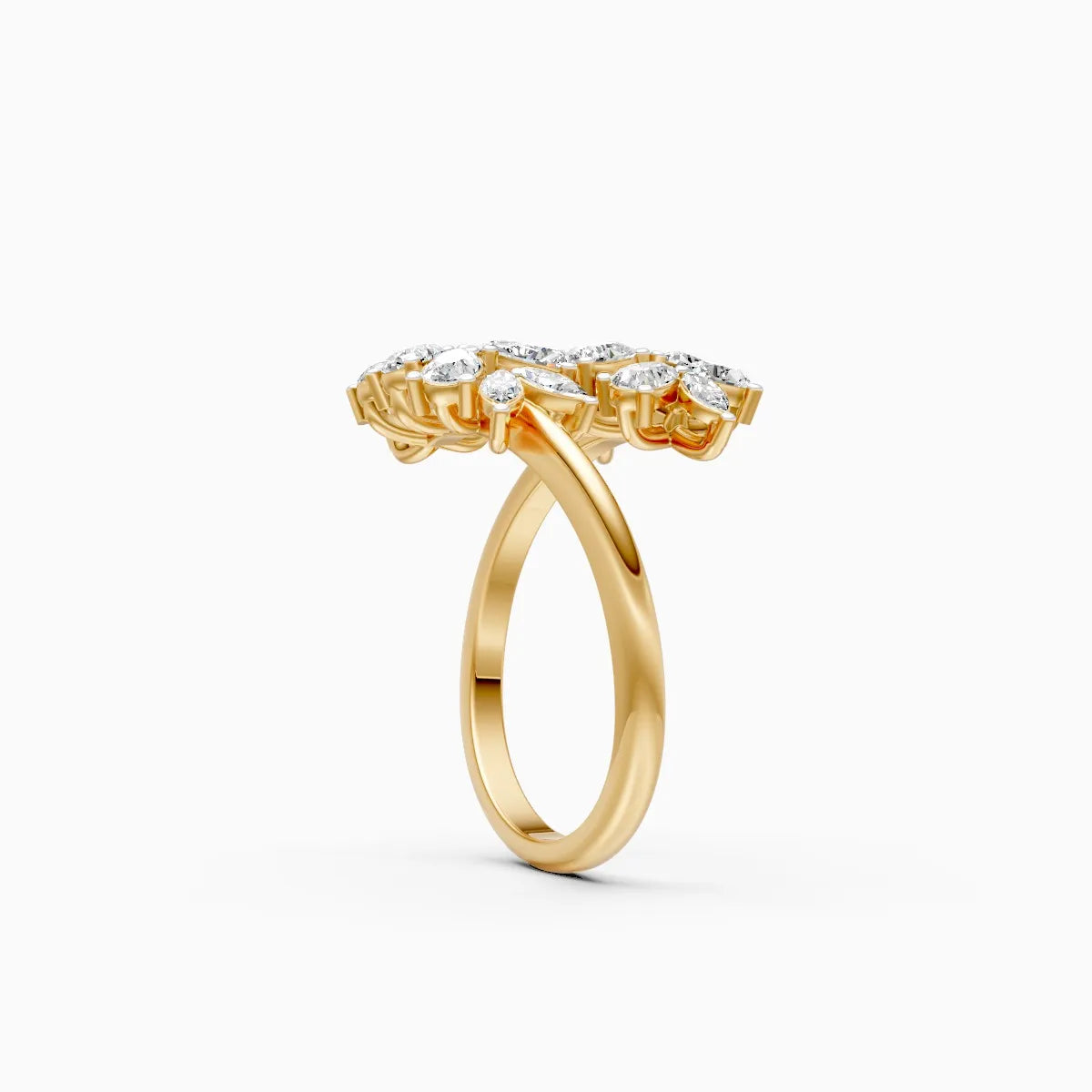 Leaf Style Diamond Cluster Ring