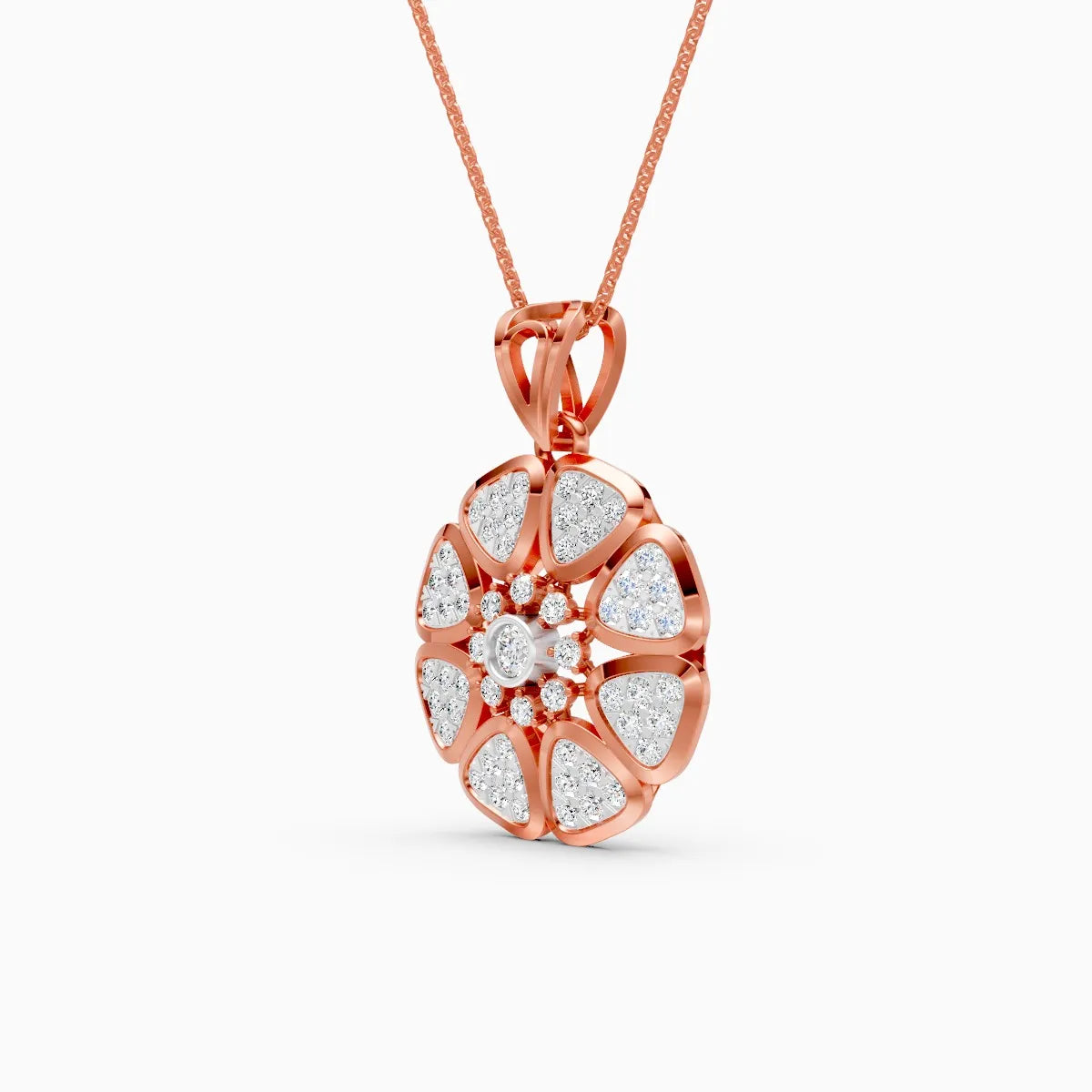Round Floral Lab Grown Diamond Pendant